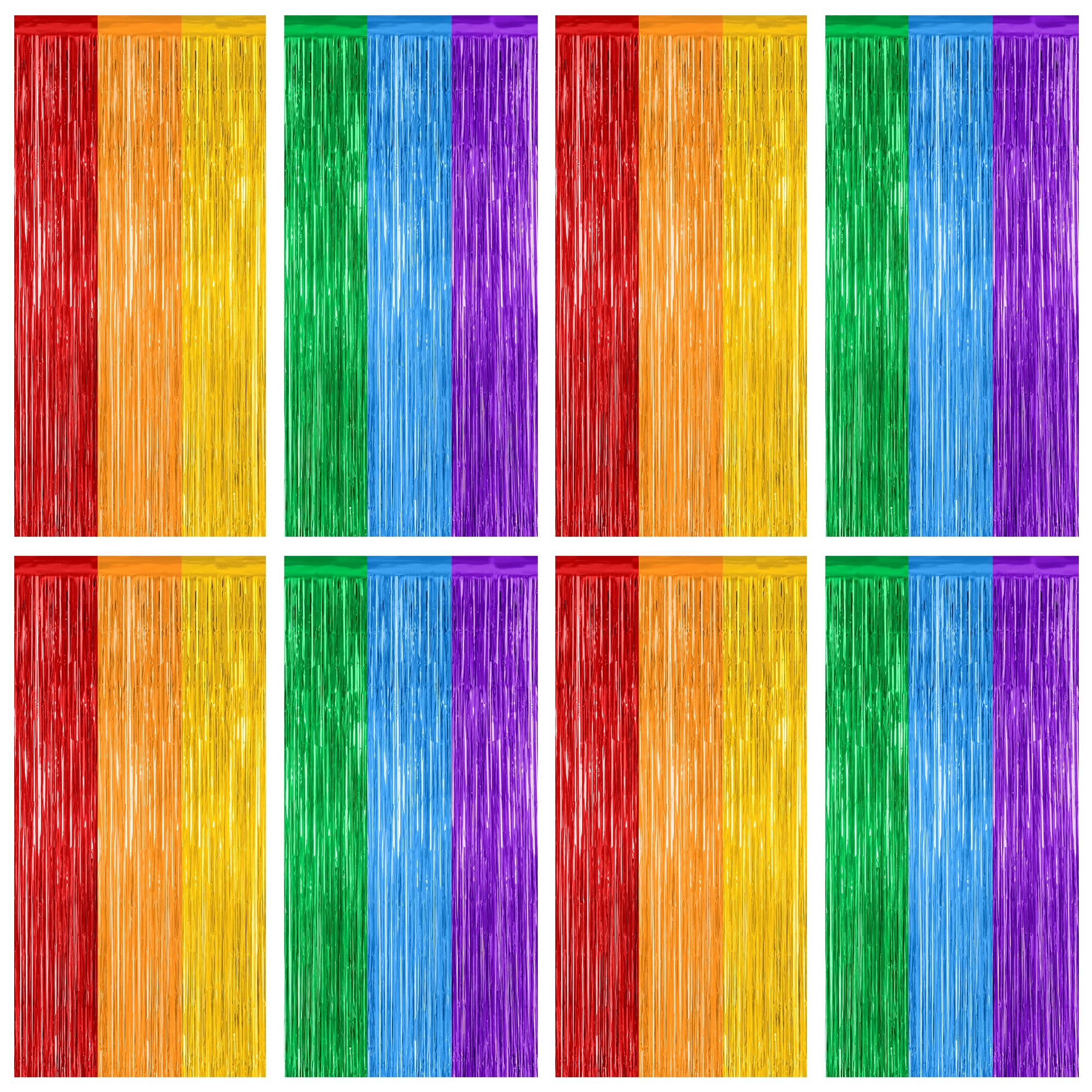 2 Pack Halloween Backdrop, 3.28 FT x 7.05 FT Foil Fringe Curtains, Orange Purple Black Party Streamer Tinsel Backdrop Curtains, Halloween Decorations Door Decor Photo Props Party Supplies